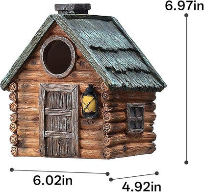Real Wood-Look Resin Bird House – Waterproof & Durable Forest Bird Houses for Garden, Patio, Yard