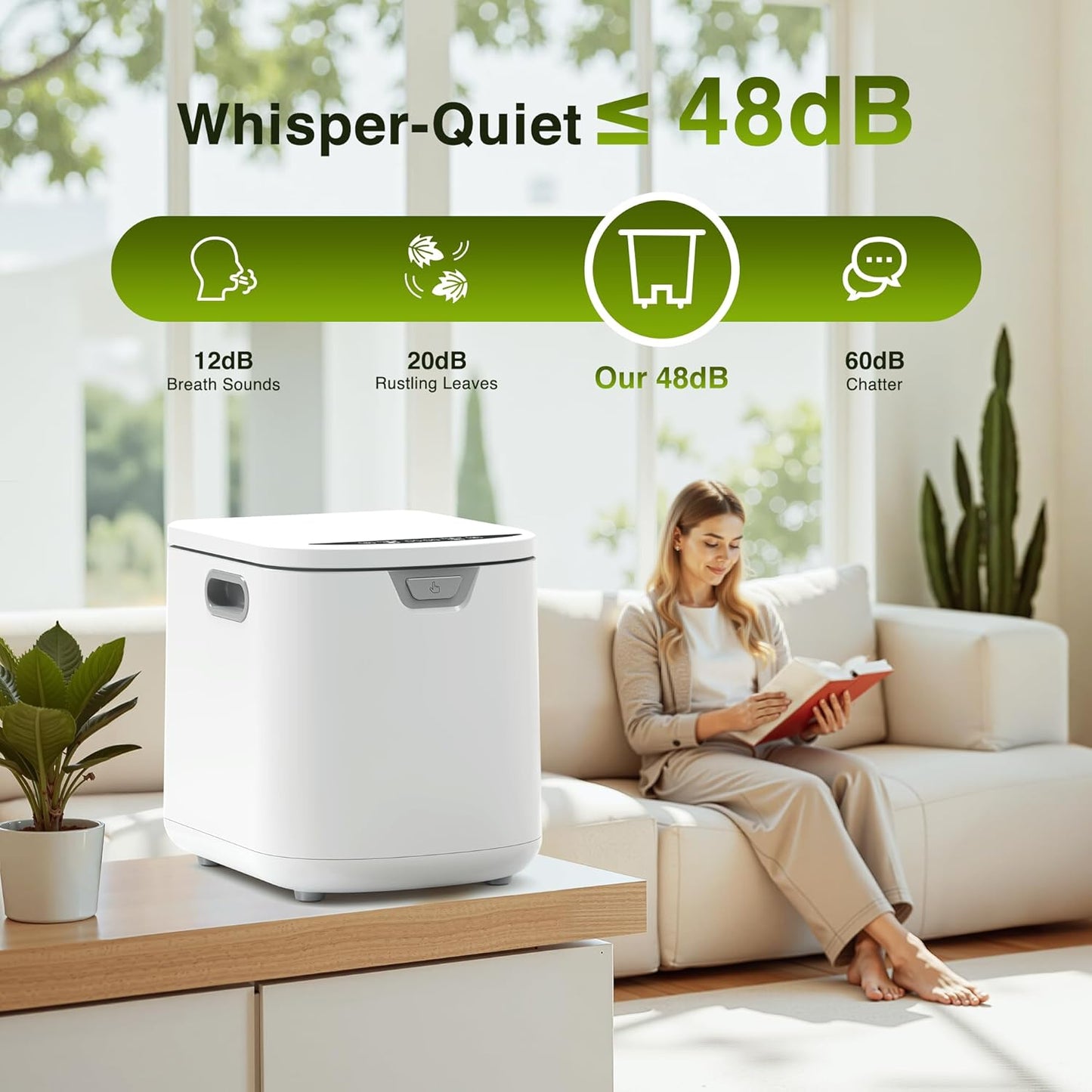 4L(Max) Electric Composter for Kitchen, Smart Countertop Compost Bin with Low Noise, Odorless, Auto Self-Cleaning, LED Display, Turns Food Waste to Fertilizer for Home