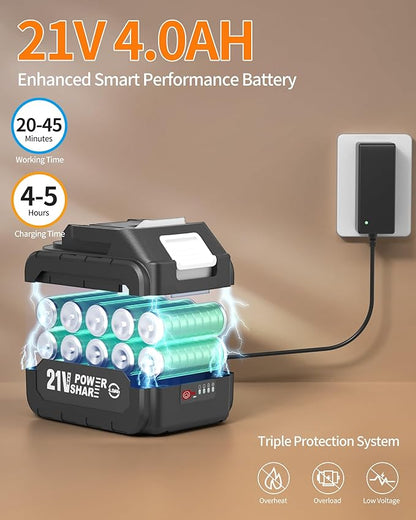 Cordless Pressure Washer Battery Powered; 1200PSI Cordless Power Washer with Brushless Motor, 4.0Ah Battery,6-in-1 Nozzle, 3 Power Level; Handheld Portable Pressure Washer Cordless (5022-BK2)