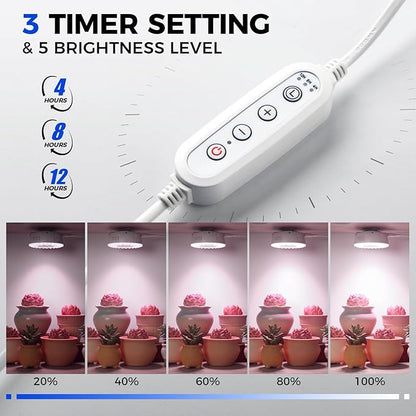 Barrina Orbgrow OG09 Puck Grow Light with Timer, Pinkish White 36W(4 x 9W, 540 Watt Equiv), Full Spectrum Plant Light for Indoor Plants, Magnetic & Linkable, 5 Levels Dimmable for Plant Shelf, 4 Packs