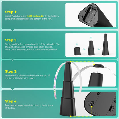 Grete Gotye Portable Battery Powered Fly Fans for Tables Up to 15 Hours Working Time, 4-Pack Indoor Outdoor Mute Food Fan with Hook, Tabletop Fan for Home Restaurant Party Picnic Patio BBQ, Black