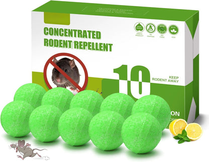 Rodent Repellent Balls,10Pcs Mouse Repellent Balls Peppermint Oil for Mice Squirrel Mole Pests, Natural Pest Control Pouches for Indoor Outdoor Kitchen Car Warehouse, Safe for Pets & Family