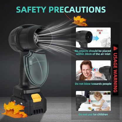 Cordless Leaf Blower Handheld Jet Dry Mini Blower Turbo Fan Electric air Duster for car mini Turbo Jet Fan Cleaning Garden by 2 Batteries