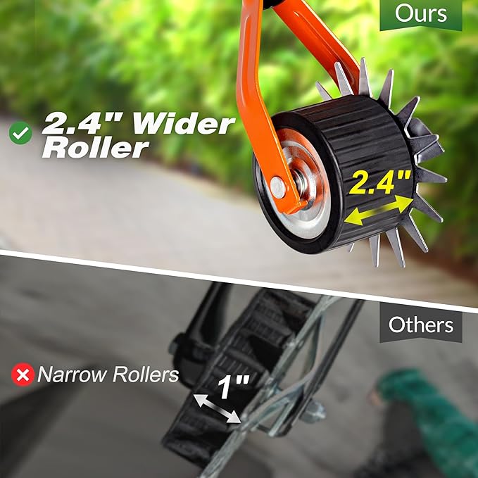 Walensee Wheel Rotary Edger, 69.7 Inch Hand Manual Edger Lawn Tool with Adjustable Stainless Steel Handle, Trimming Grass Weed Edger with Cushion Grip for Garden Sidewalks Driveways and Landscaping