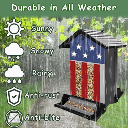 Squirrel Proof Bird Feeder, Hanging Bird Seed Feeders for Outdoors, 5LBS Large Capacity Metal Weight-Activated Perches Wild Birdfeeder for Blue Jay, Cardinal, Outside