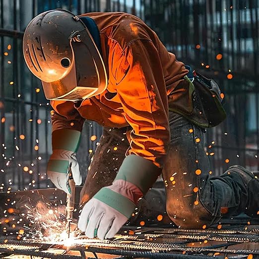 Gardening Gloves, Long Thorn Proof Garden Gloves for Women and Men, Goatskin Breathable Leather Work Gloves for Gardening, Pruning, Yard Work, Turquoise, S