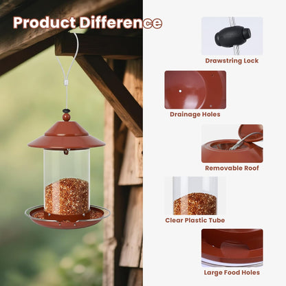 Metal Bird Feeder for Outdoors – 2.4LB Hanging Bird Feeder with 360-degree, Weatherproof & Rust-Resistant, Easy to Fill & Clean for Wild Bird Feeders in Backyard & Garden(2pcs)