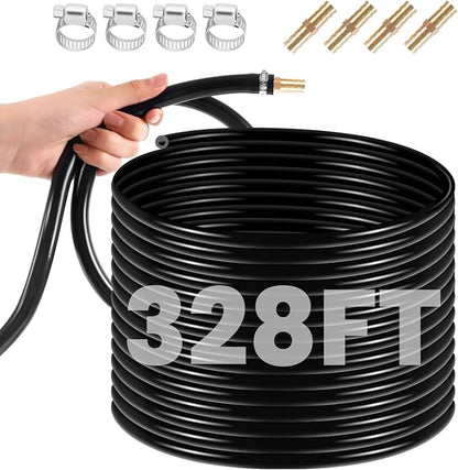 3/8 Inch Self Sinking Aeration Hose for Aquaculture Fountain Irrigation Aerator Hose Kit with 4 Menders and 4 Stainless Steel Clamps