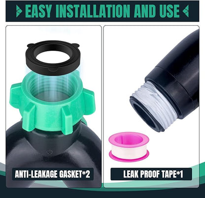 2 Pack Garden Hose Splitter 2 Ways Water Hose Splitter Heavy Duty Plastic 3/4" Hose Y Splitter Outdoor Faucet Splitter with Leak Proof Tape and 4 Extra Rubber Gaskets