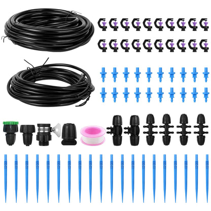 Automatic Lawn Sprinkler System with 32.8FT 8/12'' +16.4FT 4/7'' Tubing Kit, G‑Type 360 Degree Rotation Sprinkler Watering for Drip Irrigation, Watering Plants, Yard & Lawn Care