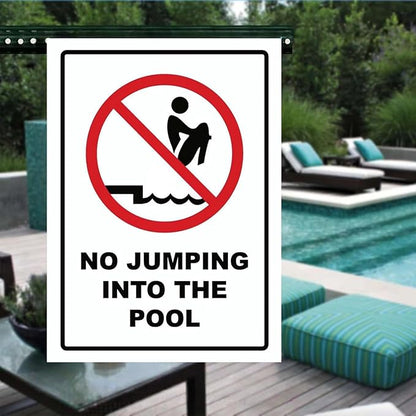No Jumping into the Pool Outdoor Metal Pool Signs - Perfect Pool Gifts for New Homeowners & Retirees