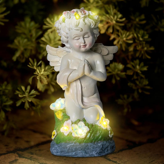 Angel Garden Decor Solar Angel Figurines with Flower Lights Birthday Gifts for Women Angel Statue for Patio Lawn Yard Balcony Home Decor