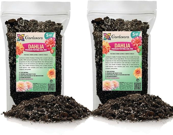 Gardenera Premium Dahlia Potting Soil Mix - Ideal for Growing Vibrant and Healthy Dahlias - 10 Quart