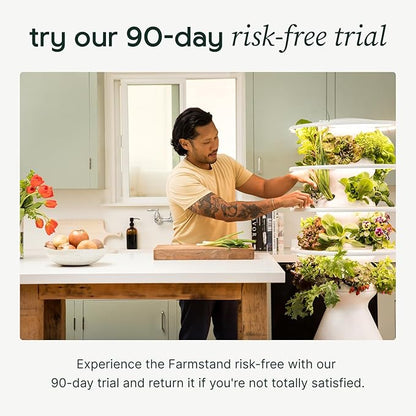 Farmstand Starter Kit with Glow Rings and 12 Seedling Credits | Tiny Hydroponic Growing System Kit | Vertical Garden Planter Tower | 3ft 8in Tall