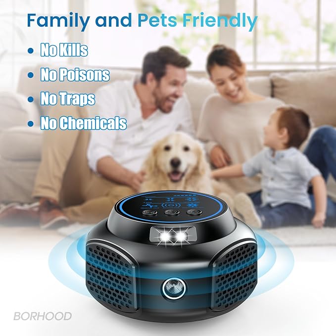 Ultrasonic Pest Repellent Plug in, Indoor Pest Rodent Control for Mouse Mice Rat Squirrel Bat Roach Spider Ant Bug, Electronic Repelling Device Mouse Traps for House Kitchen Garage Basement