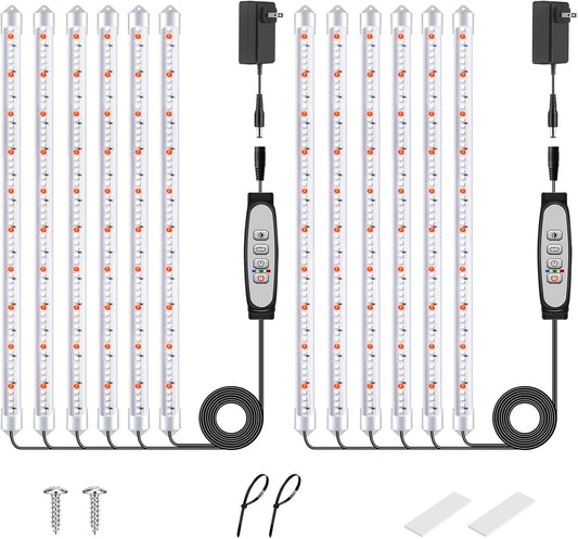 6 Bars Grow Light Strips for Indoor Plants with Auto ON/Off Timer 6/12/18H, 5 Dimmable Levels for Shelves Plant Growing(Pack 2)