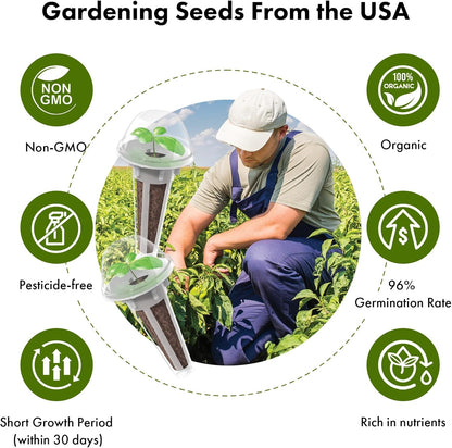 LYKO Low-Calorie Salad Seed Pods for AeroGarden, Ahopegarden, iDOO Hydroponics Growing System, 350 Seeds+ Including American Fast Lettuce, Buttercrunch Lettuce, Red Tomato, Golden Tomato (12-Pods)