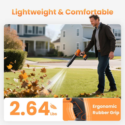Leaf Blower Cordless, 48V Dual Batteries, 30000 RPM Turbo Jet Blower with Extended Nozzles, Premium Lightweight Handheld Set for Lawn Care, Leaf/Car/Snow/Dust Cleaning in Patio & Yard
