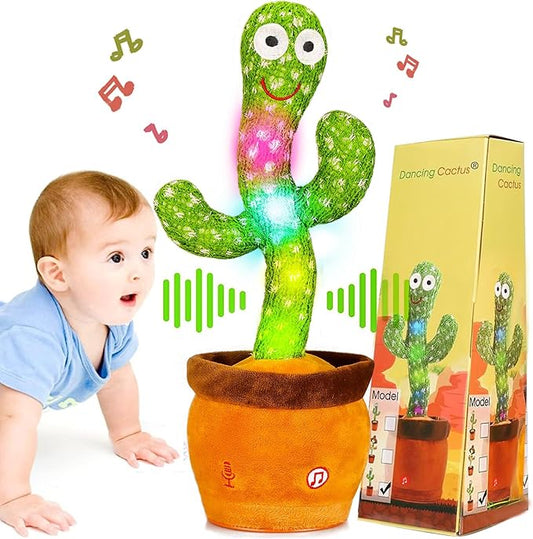Dancing Talking Cactus Toy, Baby Singing Recording Mimicking Cactus Toy, Repeats What You Say, Musical Interactive Infant Toddler Toys for 1 Year Old Boys Girls
