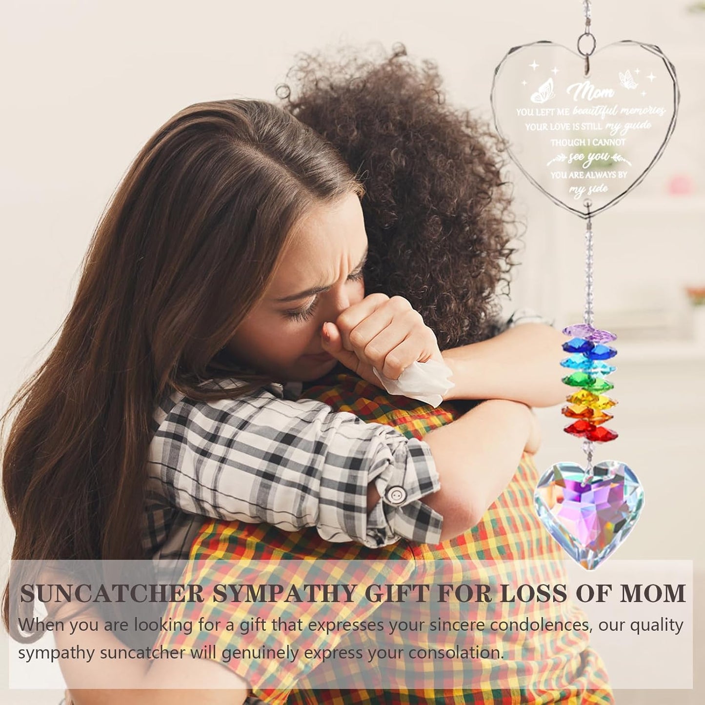 Sympathy Gifts for Loss of Mom, K9 Crystal Suncatcher Memorial Gifts for Loss of Mother, Condolence Bereavement Remembrance Gifts in Memory of Mom