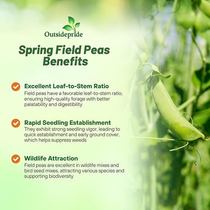Outsidepride Dundale Spring Field Peas Seeds - 10 lbs. Annual, High-Protein Legume & Cover Crop Seeds for Forage, Food Plot, Gardens & Pastures - Ideal for Improving Soil Health, & Erosion Control