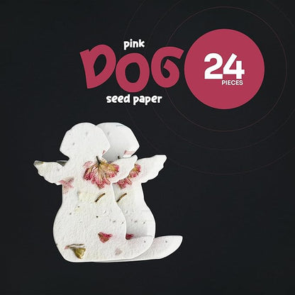 24pcs Seed Paper – Pink Plantable Wildflower for Pet Lovers, Pet Owners, Memorials & Other Milestone Celebrations (Pink - Dog)
