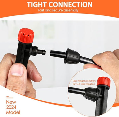 55 Pieces Drip Emitters Stream with Stake for 1/4" Irrigation Tubing: Adjustable 360 Degree Water Flow Irrigation Universal Sprayer Drip Pipe Sprinklers Fittings for Garden Watering System