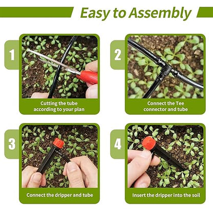 50 pcs Drip Irrigation Emitters Drip Emitters for 1/4" Drip Irrigation Tubing Adjustable 360 Degree Water Flow Irrigation Drip Heads Drip Irrigation Spray Emitters for Flower Plant Watering System