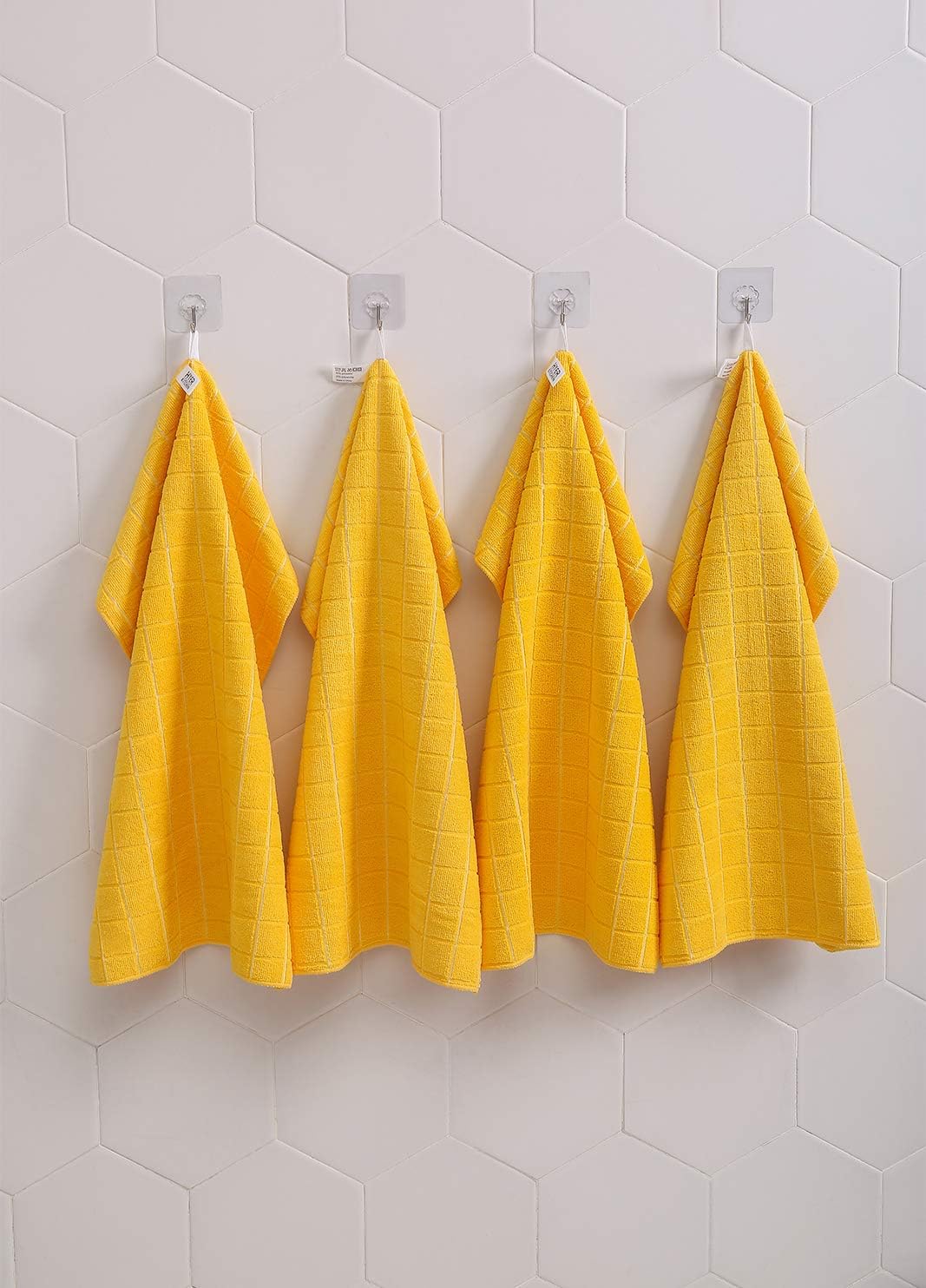 Microfiber Dish Towels - Soft, Super Absorbent and Lint Free Kitchen Towels - 8 Pack (Lattice Designed Yellow Colors) - 26 x 18 Inch (Yellow)