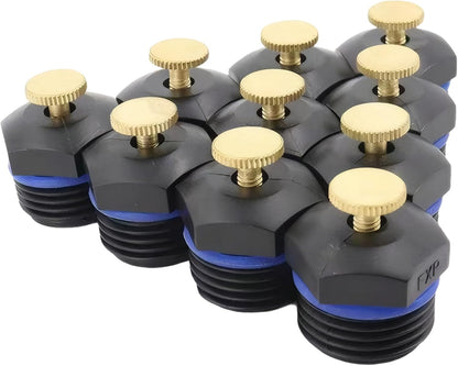 Garden Sprinkler Nozzles - Pack of 10, Durable Plastic 1/2 Inch Adjustable Misting Spray Heads, 360 Degree Full Circle Micro Spray for Lawn & Garden Irrigation (Blue)