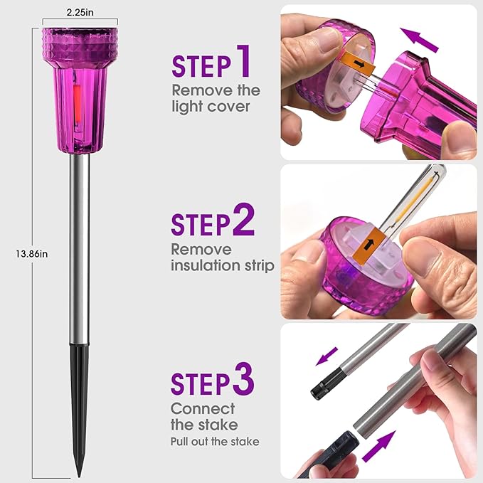 DERAYSION Halloween Solar Lights Outdoor Pathway Lights Purple LED Waterproof Yard Landscape Acrylic Lamp Auto Dusk-to-Dawn Halloween Decorations Outdoor for Path, Garden 8 Pack