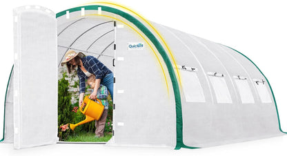 Quictent Premium Greenhouse Swing Door Large Walk-in Green Houses for Outdoors, Upgraded Tunnel Hoop House Frame and Cover for Outside Garden Plant, 2 Swing Door 8 Screen Window, 20x10x6.6 FT, White