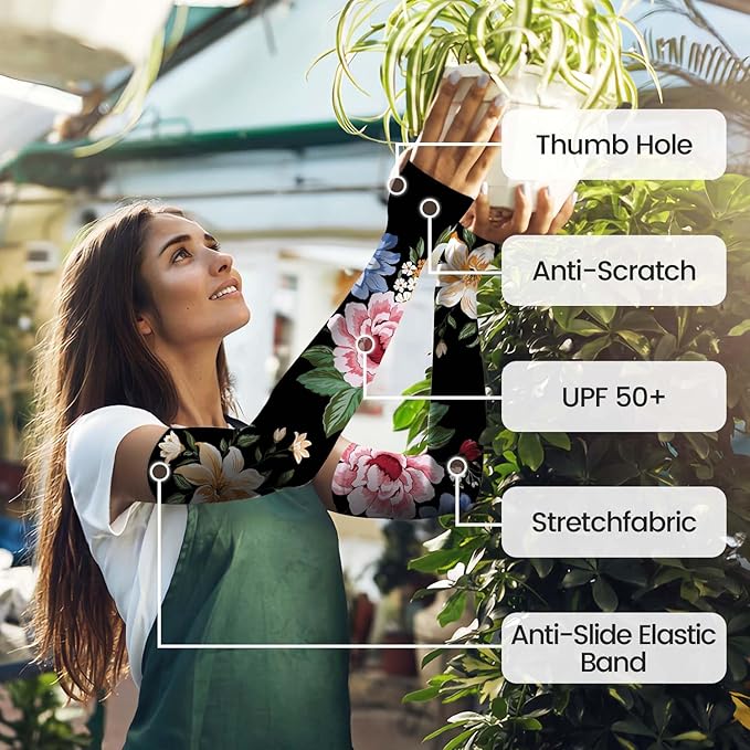 Gardening Sleeves Farm Sun Protection Arm Cooling Sleeves Thorn Proof Garden for Women Men with Thumb Hole
