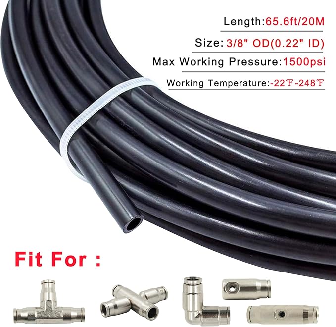 Legines 1500psi High Pressure System Parts, 3/8" OD High Pressure PE Tubing (65.6ft/20m)