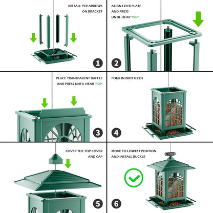 Birdream 2 Pack Bird Feeders for Outdoors Hanging - 7LB Total Capacity Classic Courtyard Design Fun Assembly Large Bird Feeder, Attracting Wild Birds Cardinals Goldfinches Sparrows - Green