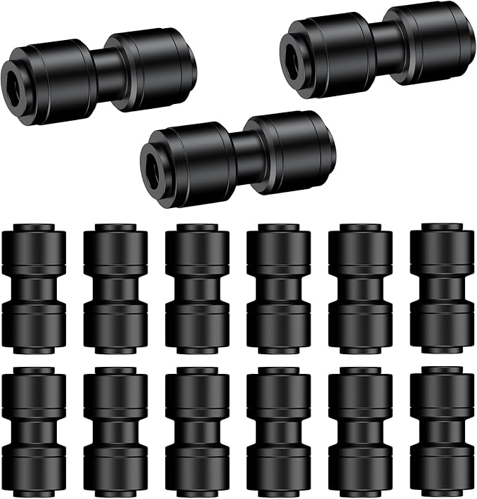 Pawfly 15 Pcs Quick Connect 1/4" Drip Irrigation Coupling Connectors for 1/4 Inch Irrigation Tubing, Anti-Leak Drip Irrigation Parts, Push-to-Fit 2-Way Coupling Fittings, Universal Straight Fittings