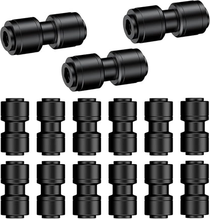 Pawfly 15 Pcs Quick Connect 1/4" Drip Irrigation Coupling Connectors for 1/4 Inch Irrigation Tubing, Anti-Leak Drip Irrigation Parts, Push-to-Fit 2-Way Coupling Fittings, Universal Straight Fittings