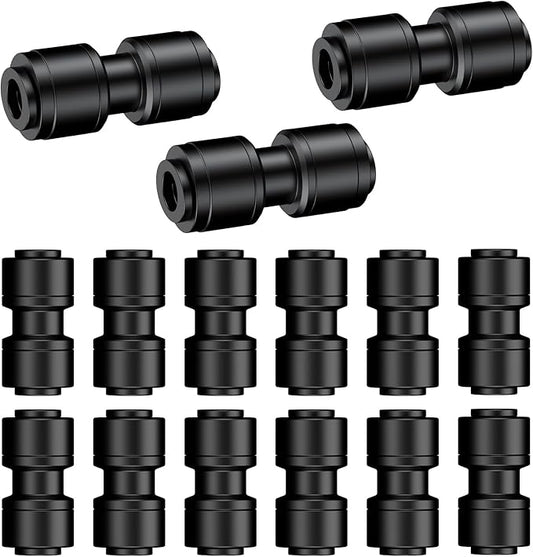 Pawfly 15 Pcs Quick Connect 1/4" Drip Irrigation Coupling Connectors for 1/4 Inch Irrigation Tubing, Anti-Leak Drip Irrigation Parts, Push-to-Fit 2-Way Coupling Fittings, Universal Straight Fittings