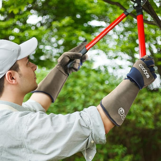 COOLJOB Thorn Proof Rose Pruning Garden Gloves for Men, Long Sleeve Padded Yard Work for Bush, Blackberry, Cactus, Heavy Duty/Puncture Resistant/Machine Washable, Xlarge, Navy