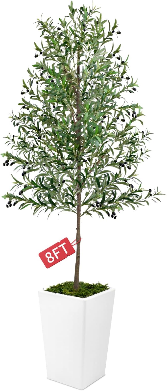 Olive Trees Artificial Indoor 8ft, Tall Faux Silk Plant with Pot, Realistic Leaves and Natural Wood Trunk Fake Trees with Lifelike Fruits for Home Office Decor Bedroom Livingroom Entryway Housewarming