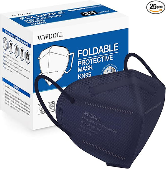 WWDOLL KN95 Face Mask 25 Pack, 5-Layers Mask Protection, Breathable KN95 Masks Purple