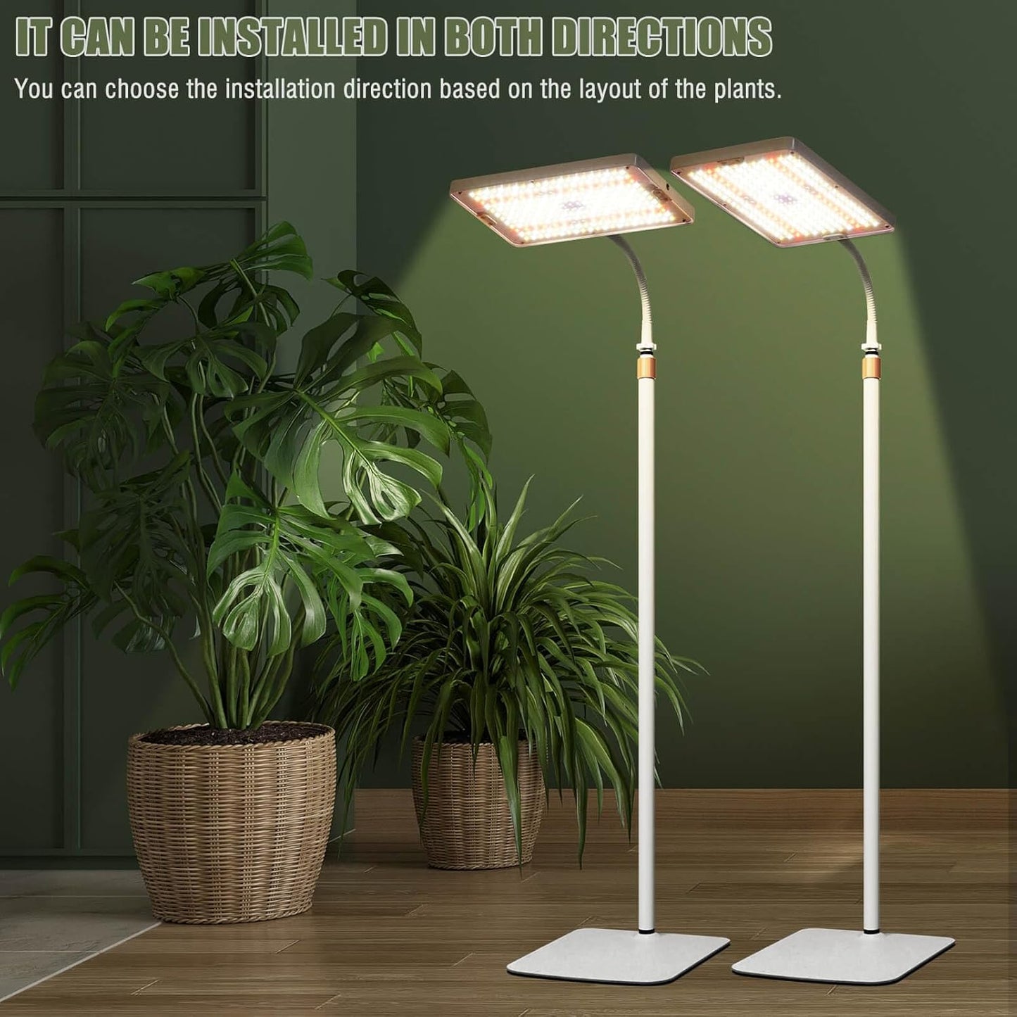 LED Grow Lights for Indoor Plants with Stand for Floor and Tabletop , Full Spectrum plant lights for indoor growing with Timer 4H/8H/12H, Plant light with 3 Lighting Mode & 10 Dimmable Brightness.