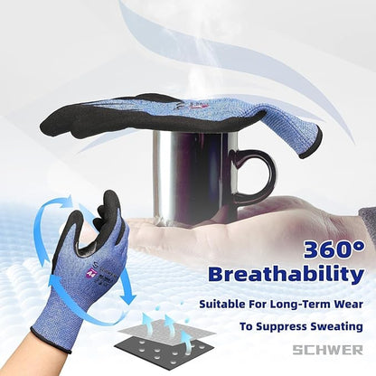 Schwer AIR-SKIN Cut Resistant Gloves AR3900 with Extreme Lightweight & Thin, ANSI A4 Wire Metal Gloves for Refined Work, Touch-screen, Fiberglass-free, 3D-Comfort Fit, Breathable, Non-PFAS, 6 Pair, M