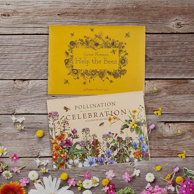 Bentley Pollination Celebration Wildflower Seed Packets, Non-GMO, Uncoated Flower Mix for Planting, Beautiful Garden Gift