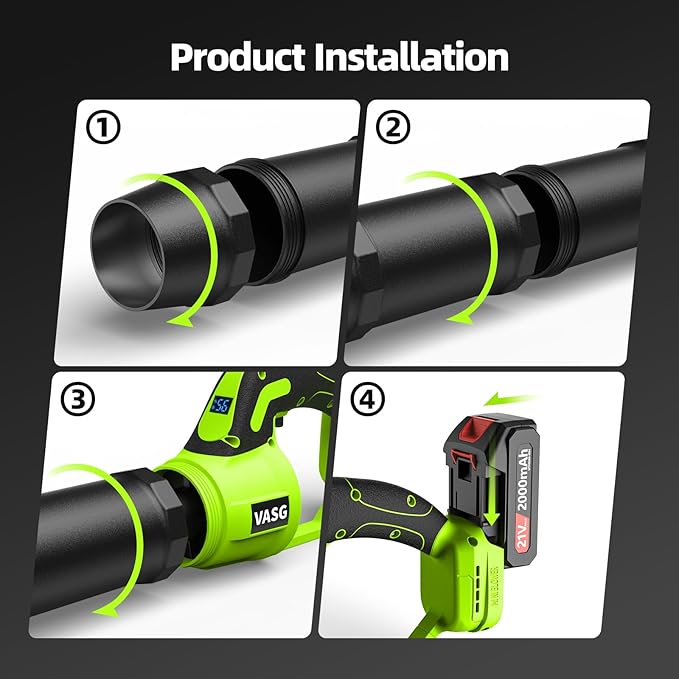 VASG Leaf Blower Cordless, 3 x 21V Batteries & Fast Charger Set, Variable Speed Mode, Lightweight Handheld Electric Leaf Blower for Lawn Care, Yard, Garden, Patio & Outdoor Cleanup