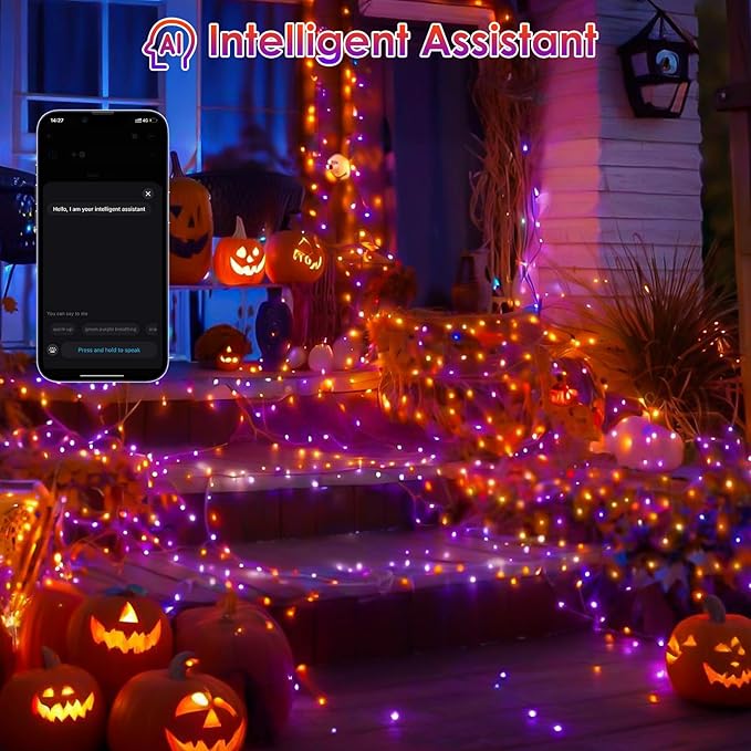 YIQU Smart Color Changing Halloween Lights, 66 FT 200 LED RGB Christmas String Lights with Remote App Control & Timer, Music Sync Multiple Modes Twinkle Light Waterproof Indoor Outdoor Decor