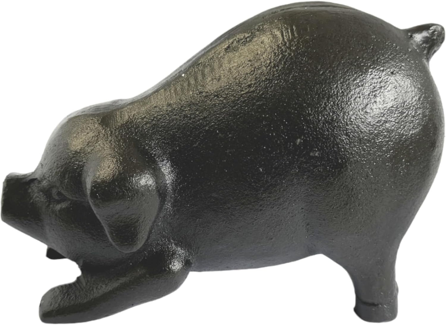 NACH Cast Iron Pig Statue - Rustic Garden Sculpture, Black Door Stop/Paperweight, Head Down Pig, JS-90-7152