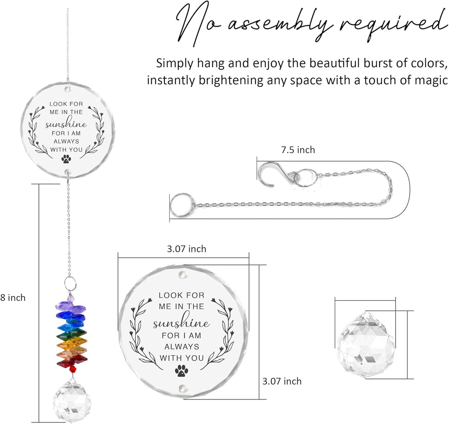 Pet Memorial Suncatcher - Dog Cat Loss Sympathy Gift - Rainbow Crystal Prism - Bereavement Keepsake - Pet Lover Gift - Daily Remembrance - Suncatcher Ornament