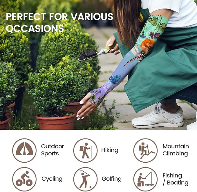 Gardening Sleeves Farm Sun Protection Arm Cooling Sleeves Thorn Proof Garden for Women Men with Thumb Hole