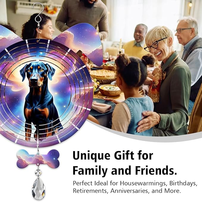 Doberman Dog Ears Wind Spinner, Doberman Wind Spinner Hanging for Yard and Garden (Doberman)